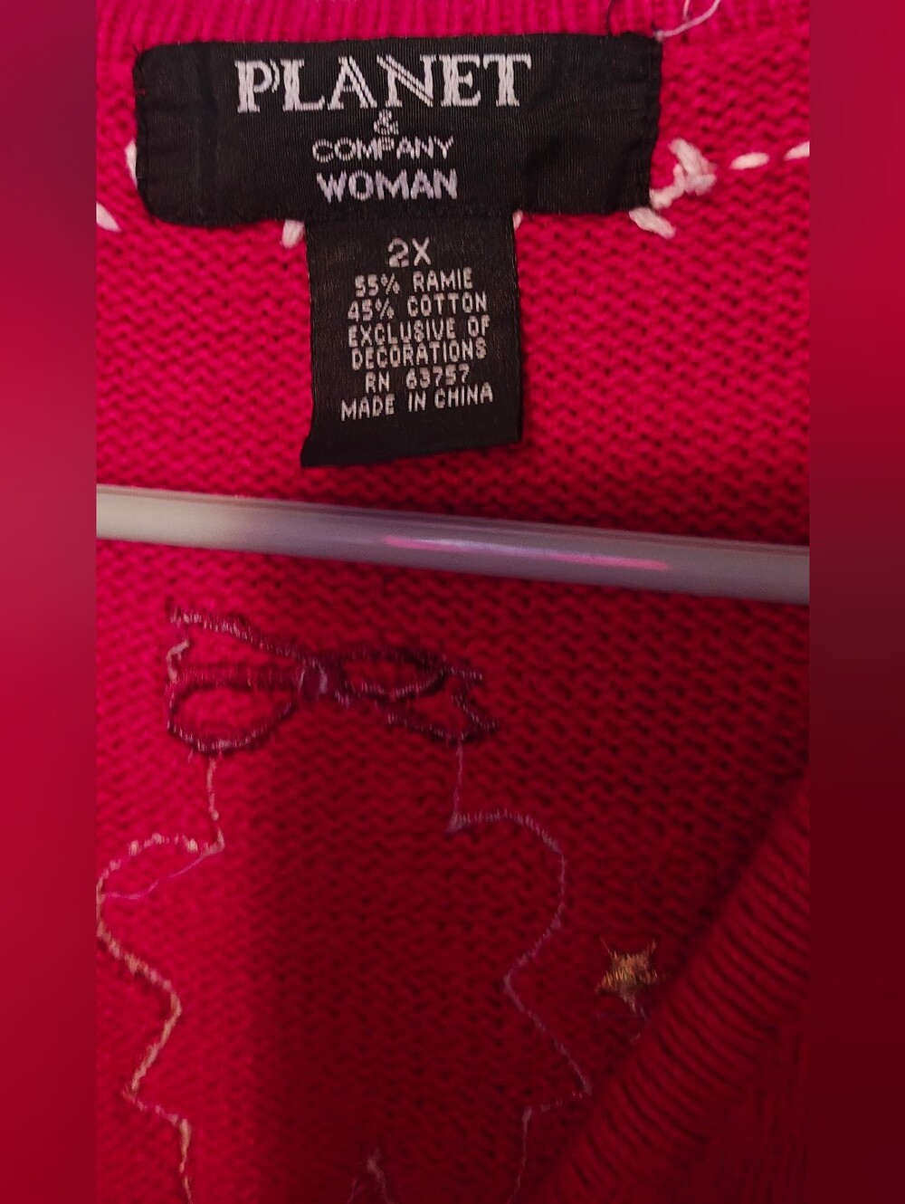 Planet Woman Red Gingerbread Holiday Sweater Vest Size 2X - Picture 6 of 7